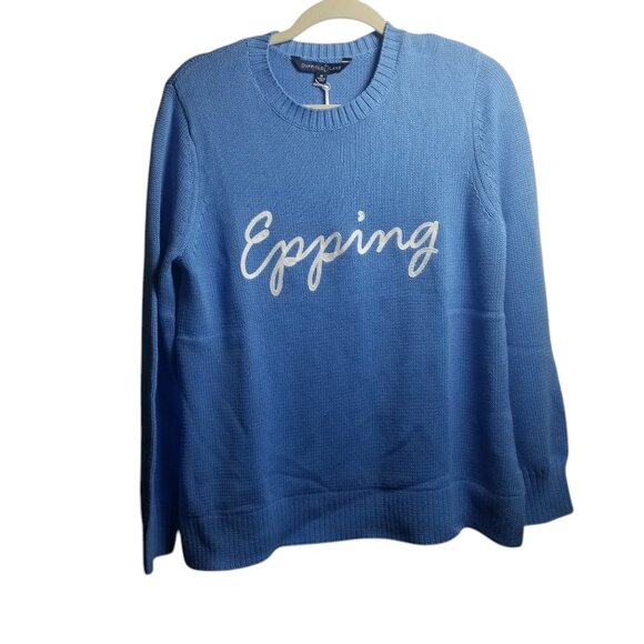 NWT Duffield Lane Heirloom Cotton Women's Epping Light Blue Sweater Sz M - Picture 1 of 6